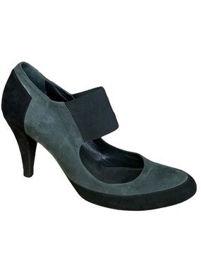 Hobbs Gray Black Suede Color-block Mary Jane pumps
